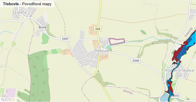 Třebovle - záplavové mapy stoleté vody