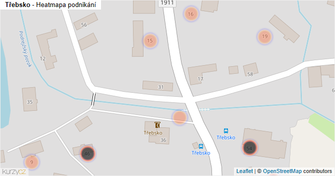 Třebsko - mapa podnikání