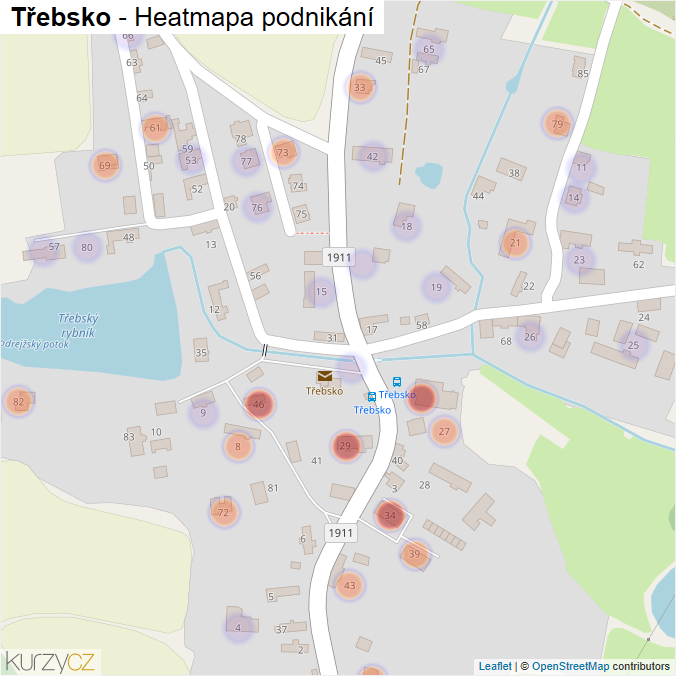 Mapa Třebsko - Firmy v části obce.