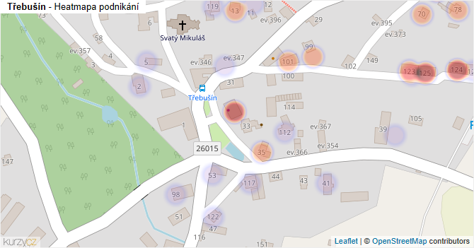 Třebušín - mapa podnikání