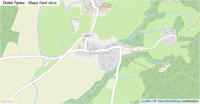 Dolní Týnec - mapa části obce