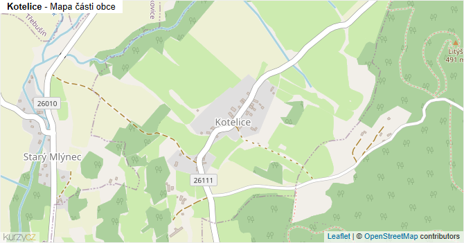Kotelice - mapa části obce