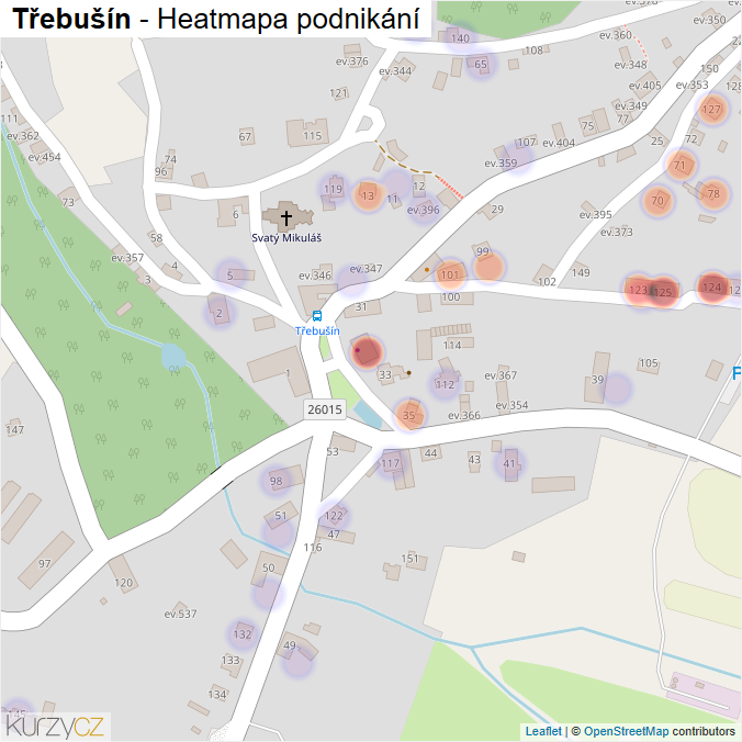 Mapa Třebušín - Firmy v části obce.