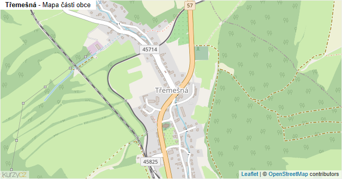 Třemešná - mapa části obce
