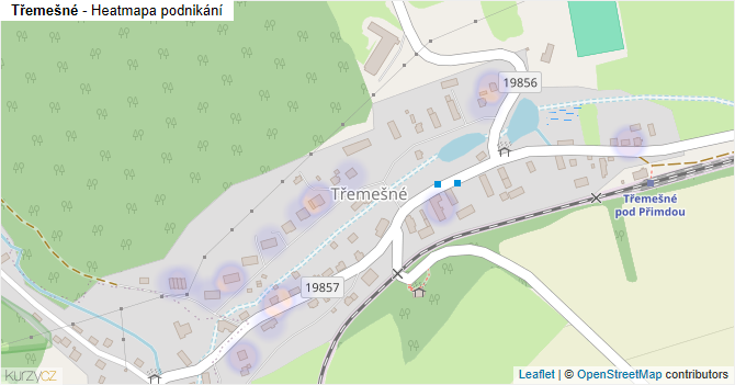 Třemešné - mapa podnikání