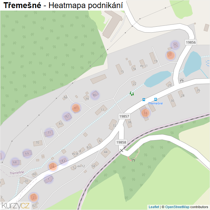 Mapa Třemešné - Firmy v části obce.