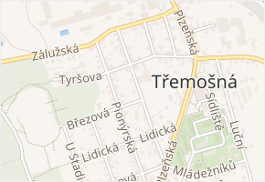 1. máje v obci Třemošná - mapa ulice