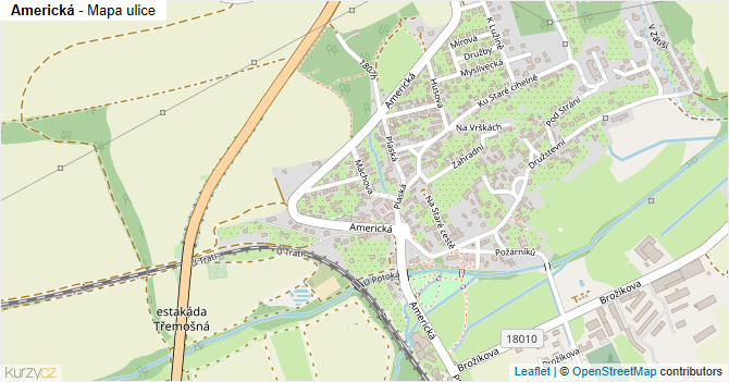 Americká - mapa ulice