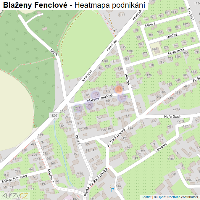 Mapa Blaženy Fenclové - Firmy v ulici.