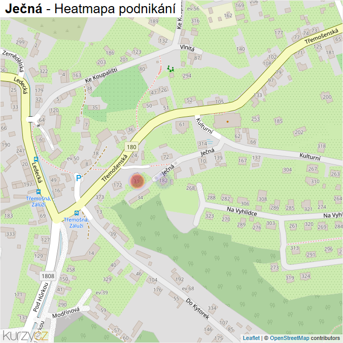 Mapa Ječná - Firmy v ulici.