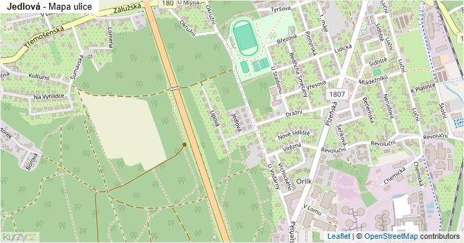 Jedlová - mapa ulice