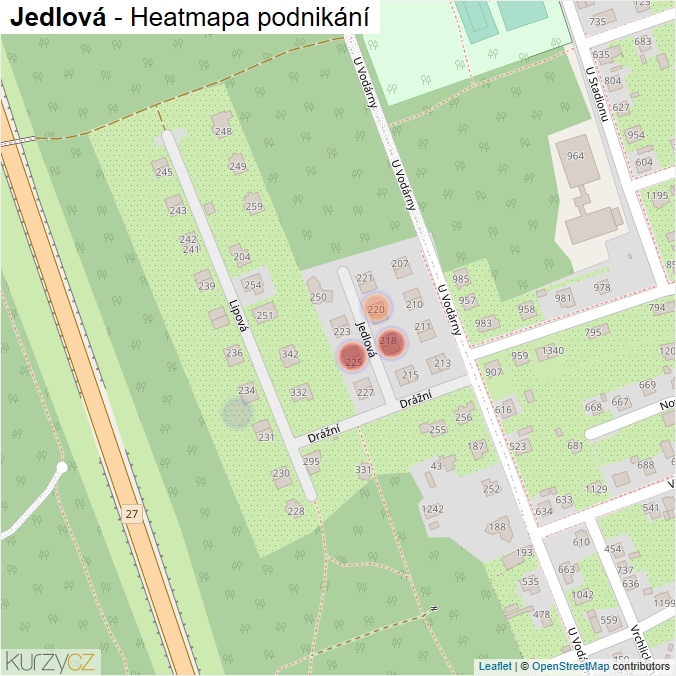 Mapa Jedlová - Firmy v ulici.