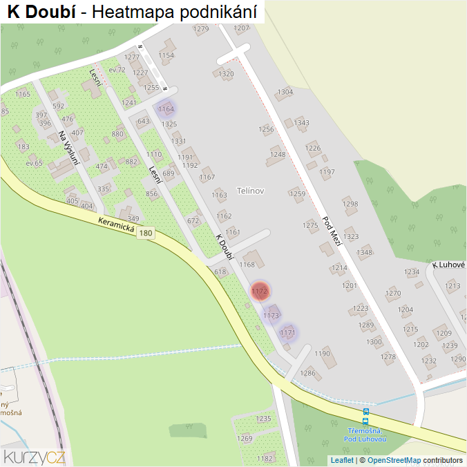 Mapa K Doubí - Firmy v ulici.