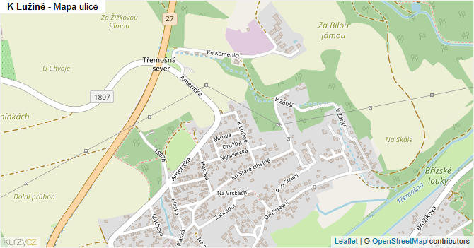 K Lužině - mapa ulice
