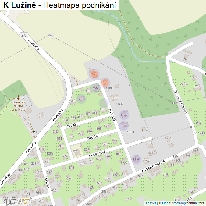 Mapa K Lužině - Firmy v ulici.
