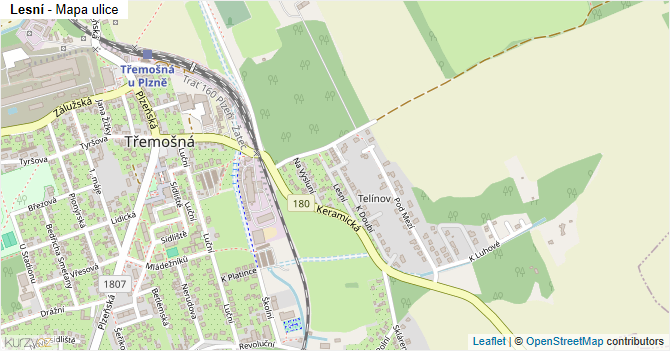 Lesní - mapa ulice