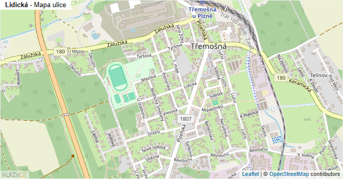Lidická - mapa ulice