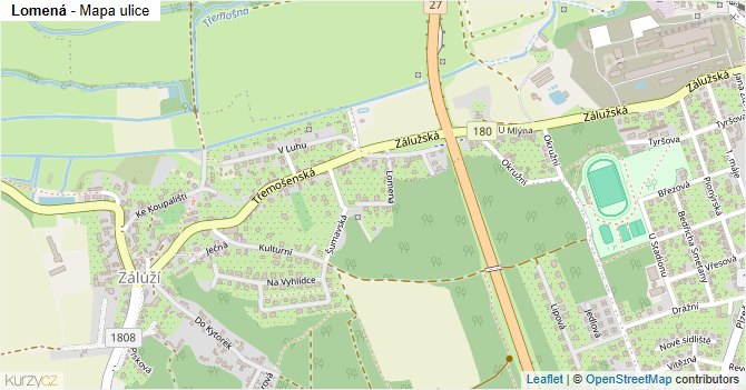Lomená - mapa ulice
