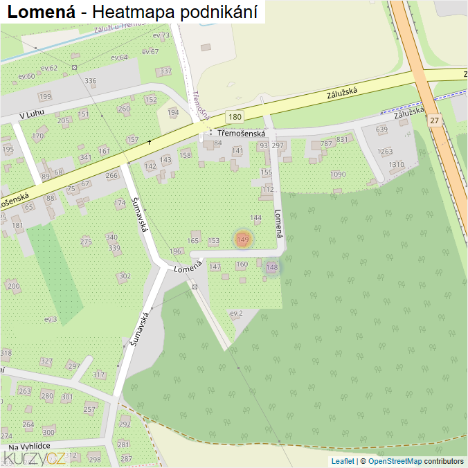 Mapa Lomená - Firmy v ulici.