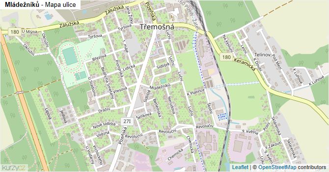 Mládežníků - mapa ulice