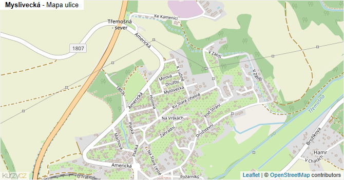 Myslivecká - mapa ulice
