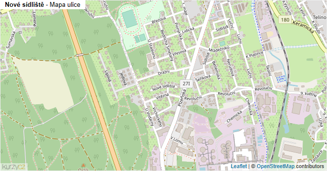 Nové sídliště - mapa ulice