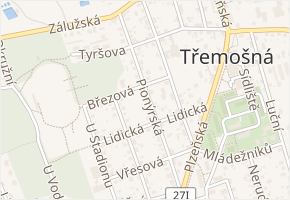 Pionýrská v obci Třemošná - mapa ulice
