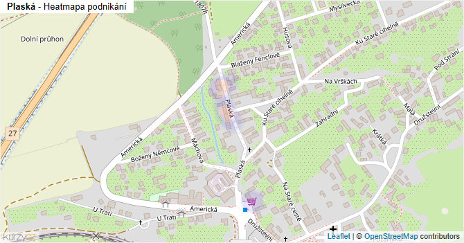 Plaská - mapa podnikání