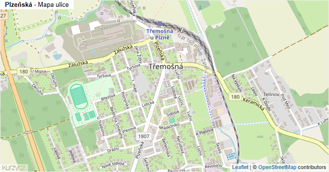 Plzeňská - mapa ulice