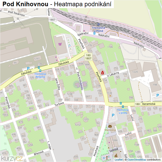 Mapa Pod Knihovnou - Firmy v ulici.