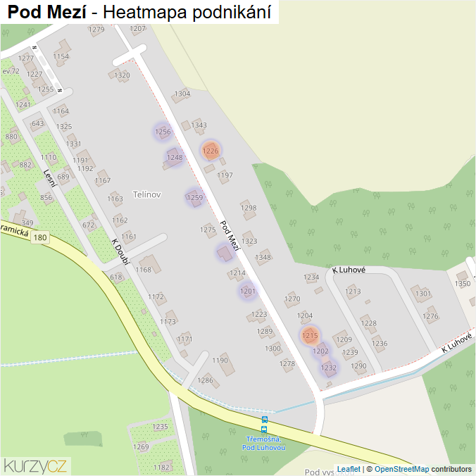 Mapa Pod Mezí - Firmy v ulici.
