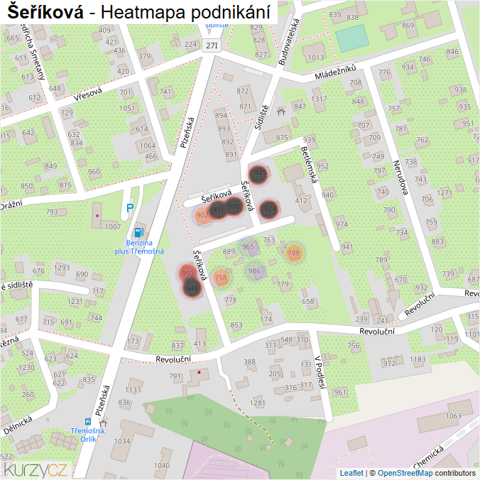 Mapa Šeříková - Firmy v ulici.