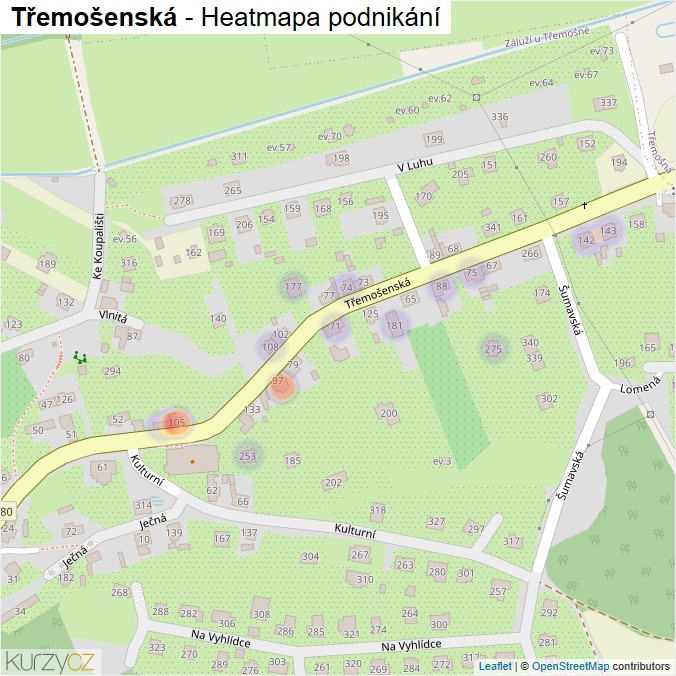Mapa Třemošenská - Firmy v ulici.
