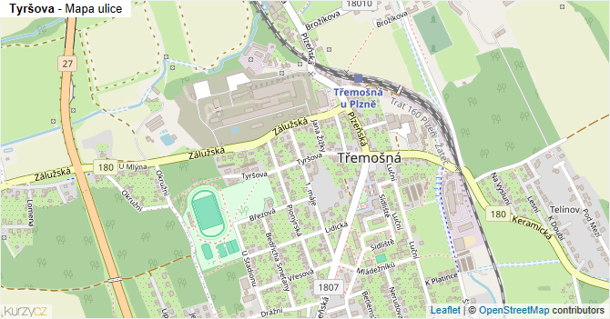 Tyršova - mapa ulice