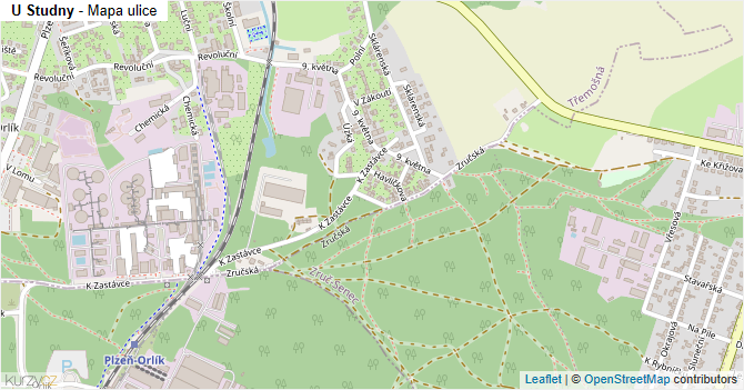 U Studny - mapa ulice
