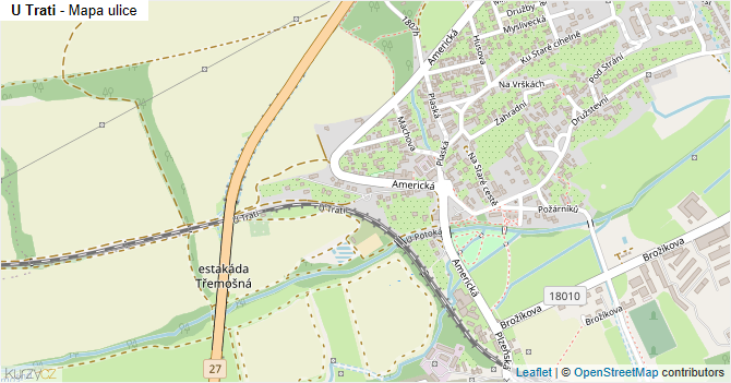 U Trati - mapa ulice