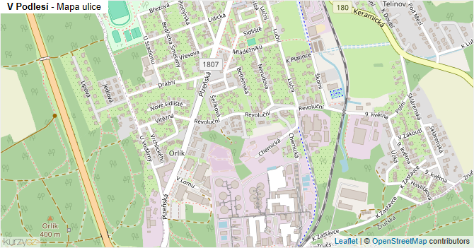 V Podlesí - mapa ulice