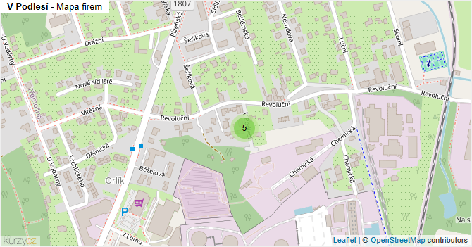 V Podlesí - mapa firem