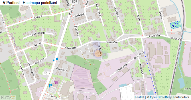 V Podlesí - mapa podnikání