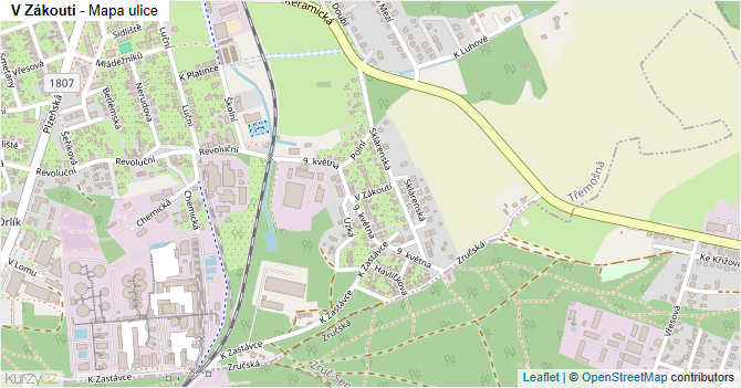V Zákoutí - mapa ulice