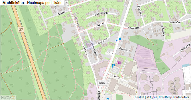 Vrchlického - mapa podnikání
