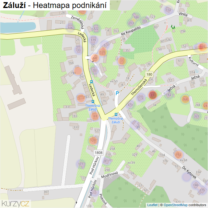 Mapa Záluží - Firmy v části obce.