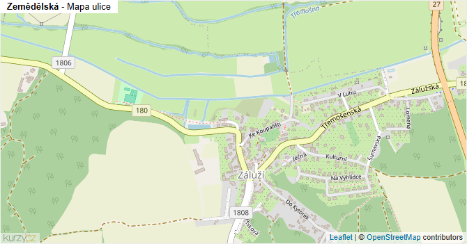 Zemědělská - mapa ulice