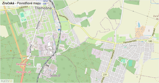 Zručská - záplavové mapy stoleté vody