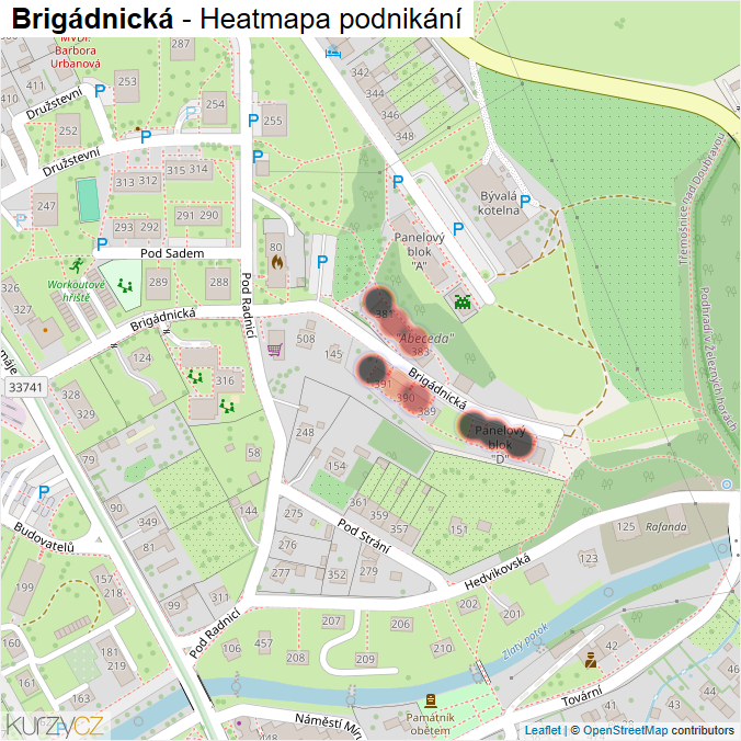 Mapa Brigádnická - Firmy v ulici.