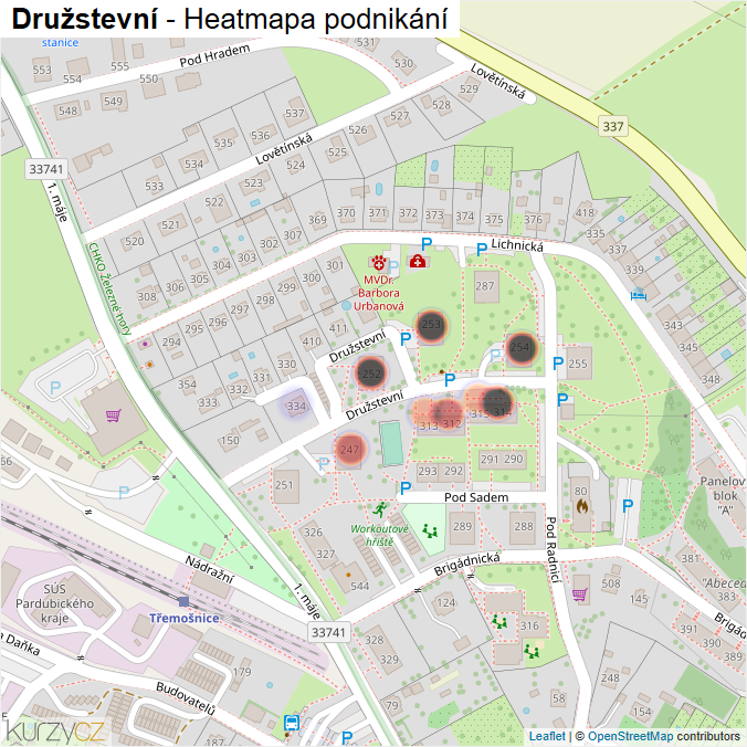 Mapa Družstevní - Firmy v ulici.