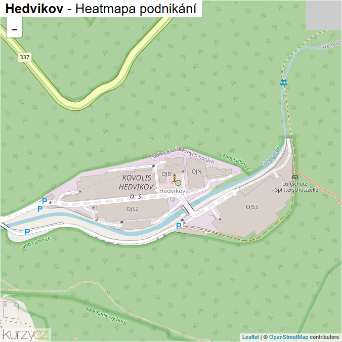 Mapa Hedvikov - Firmy v části obce.