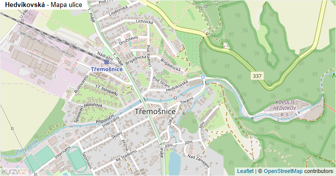 Hedvikovská - mapa ulice