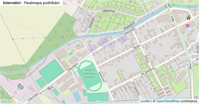Internátní - mapa podnikání