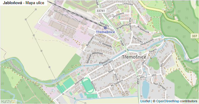 Jabloňová - mapa ulice